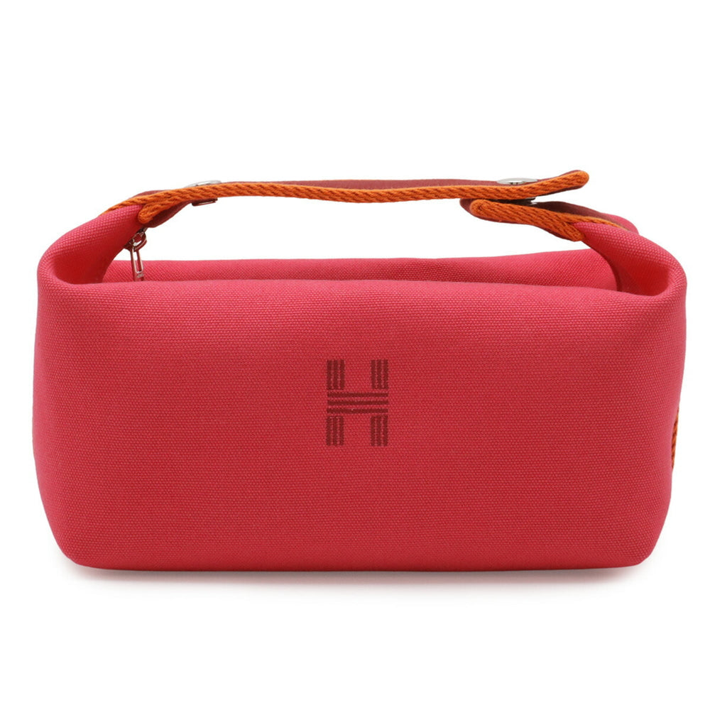HERMES Bride à Black PM Bus Pouch Handbag Canvas Hibiscus Pink H104222M — New - Store Return
