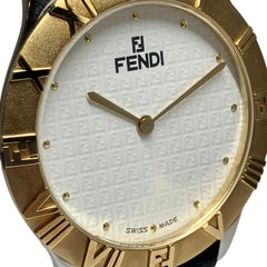 Fendi watch, total weight 41.2g, stainless steel, genuine leather strap, quartz movement, white dial, 2000G — Good