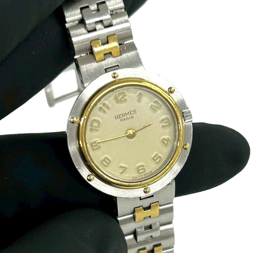 HERMES Vintage Clipper Stainless Steel GP Quartz Watch Silver 32954 — Good