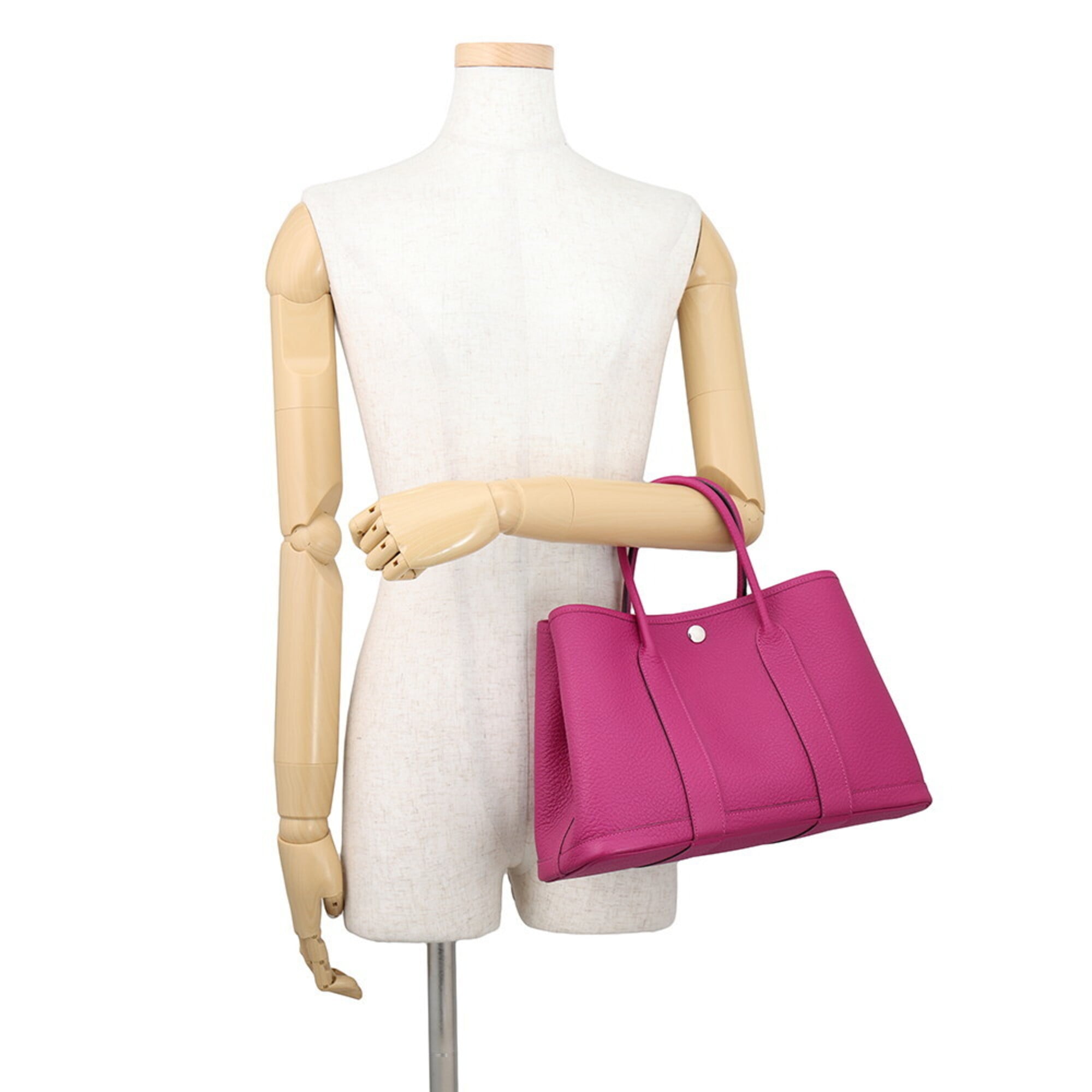 Hermes Garden TPM Tote Bag, Rose Purple, Negonda Leather, C Stamp, HERMES Party, Garden, Handbag, Women's — Like New