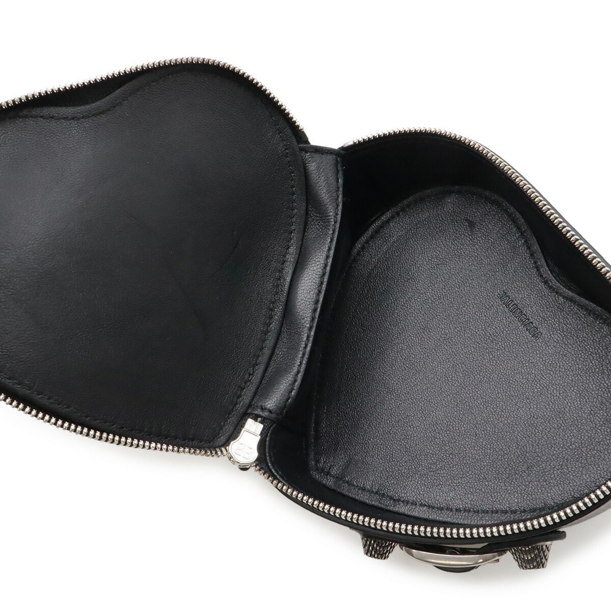 BALENCIAGA Le Cagole Heart Pouch Multi Box Leather Black 771674 — New - Store Return
