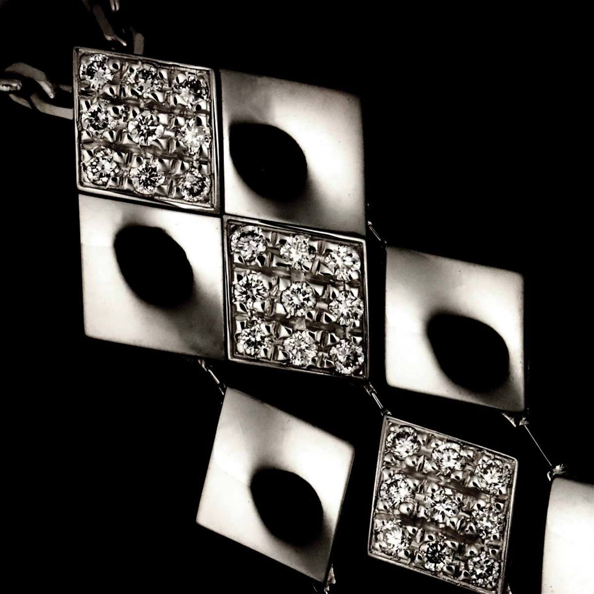 Chanel Matelassé Diamond Necklace, 40cm, 18K White Gold (750) — Like New