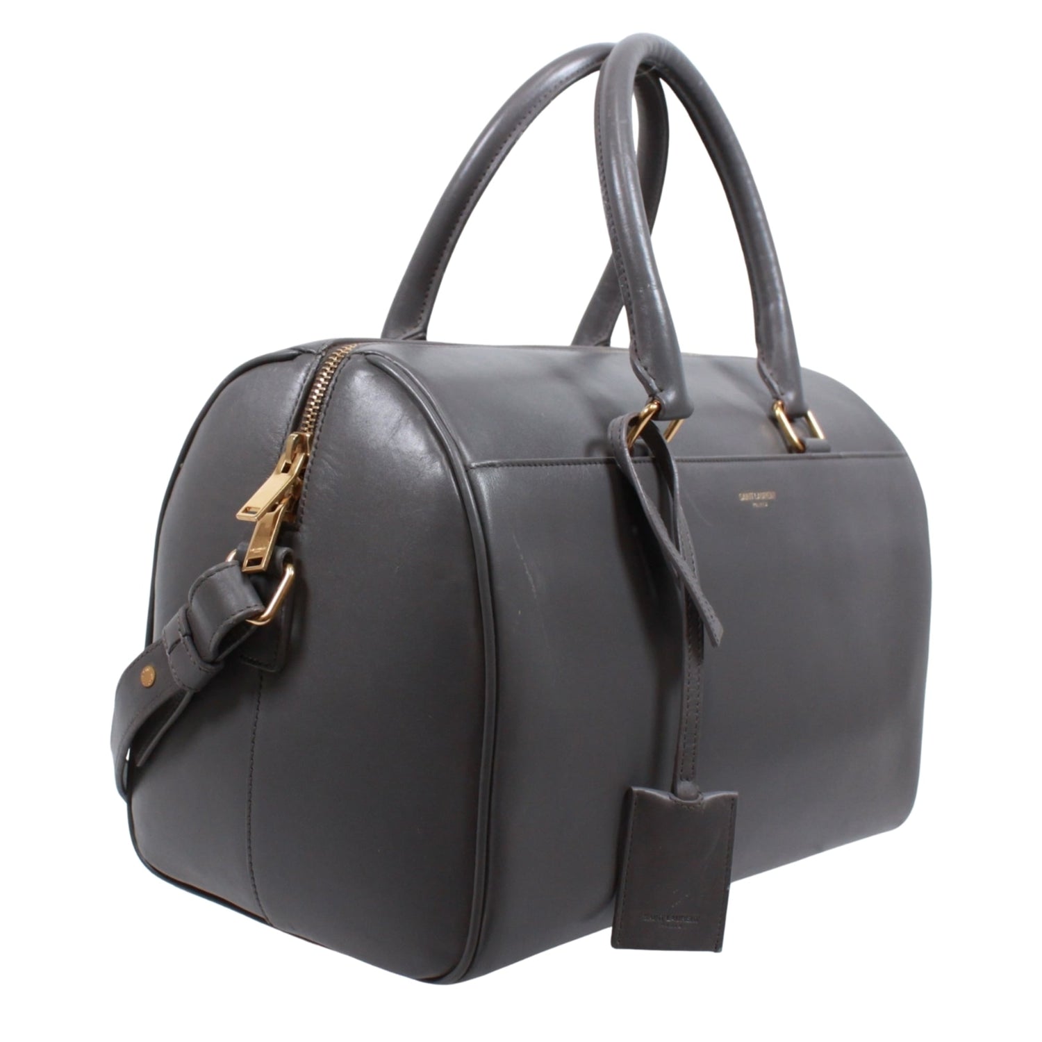 SAINT LAURENT Mini Boston Bag 322049 Handbag Leather Gray Women's