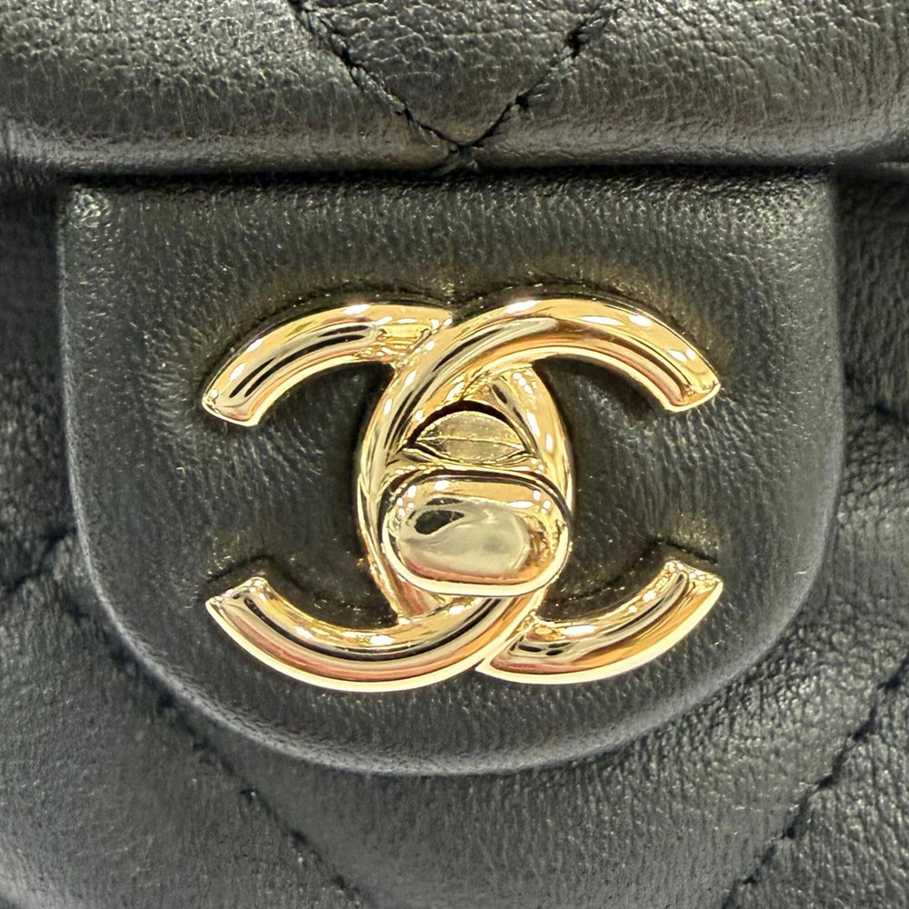 CHANEL AS4342 Matelassé Coco Mark Two-Pocket Calfskin Backpack/Daypack, Black with Gold Hardware, Made in Italy, Women's, Box and Dust Bag — New - Store Return