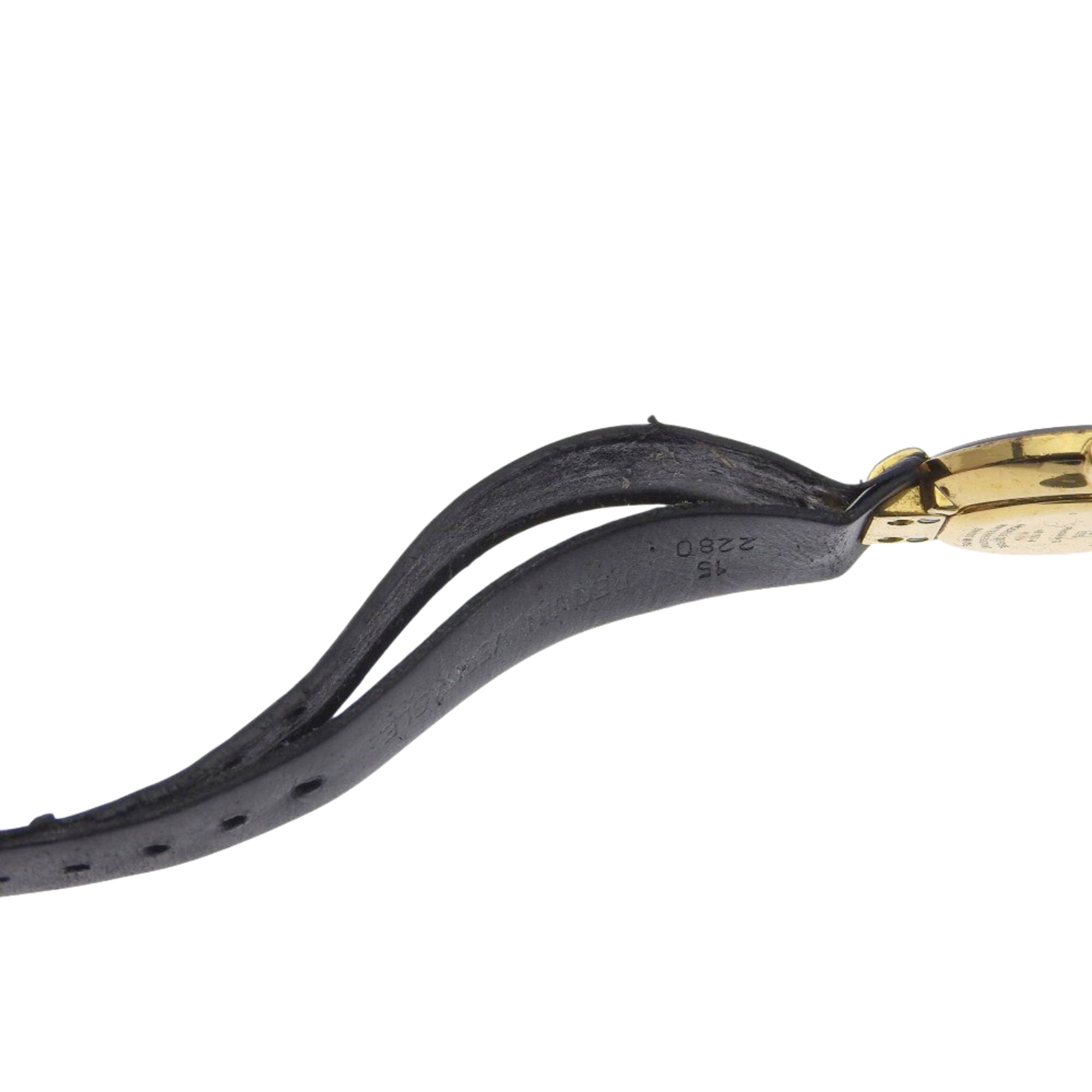 Christian Dior Bakira Watch 46.153-4 Gold Plated x Leather Strap Quartz Analog Black Dial Women's — Good