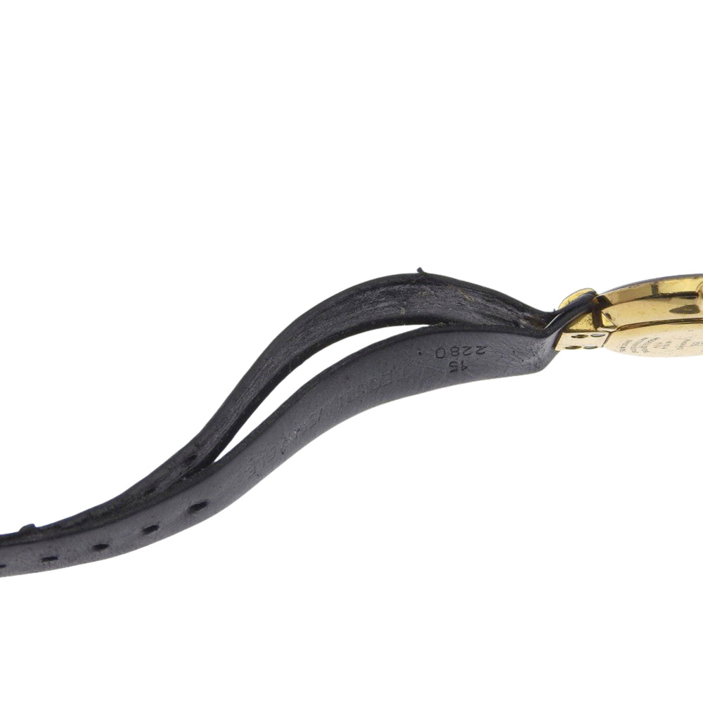 Christian Dior Bakira Watch 46.153-4 Gold Plated x Leather Strap Quartz Analog Black Dial Women's — Good