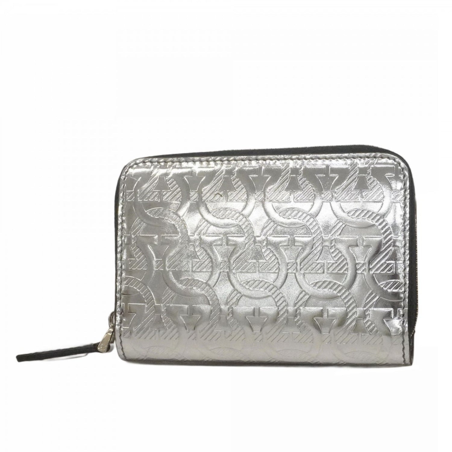 Salvatore Ferragamo wallet/coin case, Gancini leather, silver, women's.