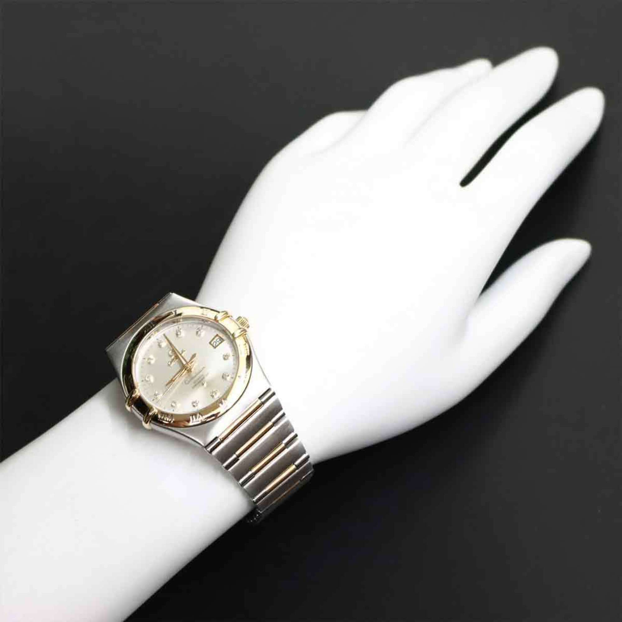 Omega Constellation Two-Tone 111 20 36 52 001 160th Anniversary 11P Diamond Men's Watch Date Silver PG Automatic Winding — Very Good