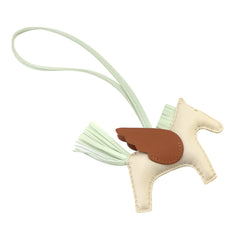 Hermes Rodeo Pegasus PM Accessory Bag Charm, Agneau Milo Swift Leather, Craie Vert Fizz, Gold, B Stamp — New - Store Return