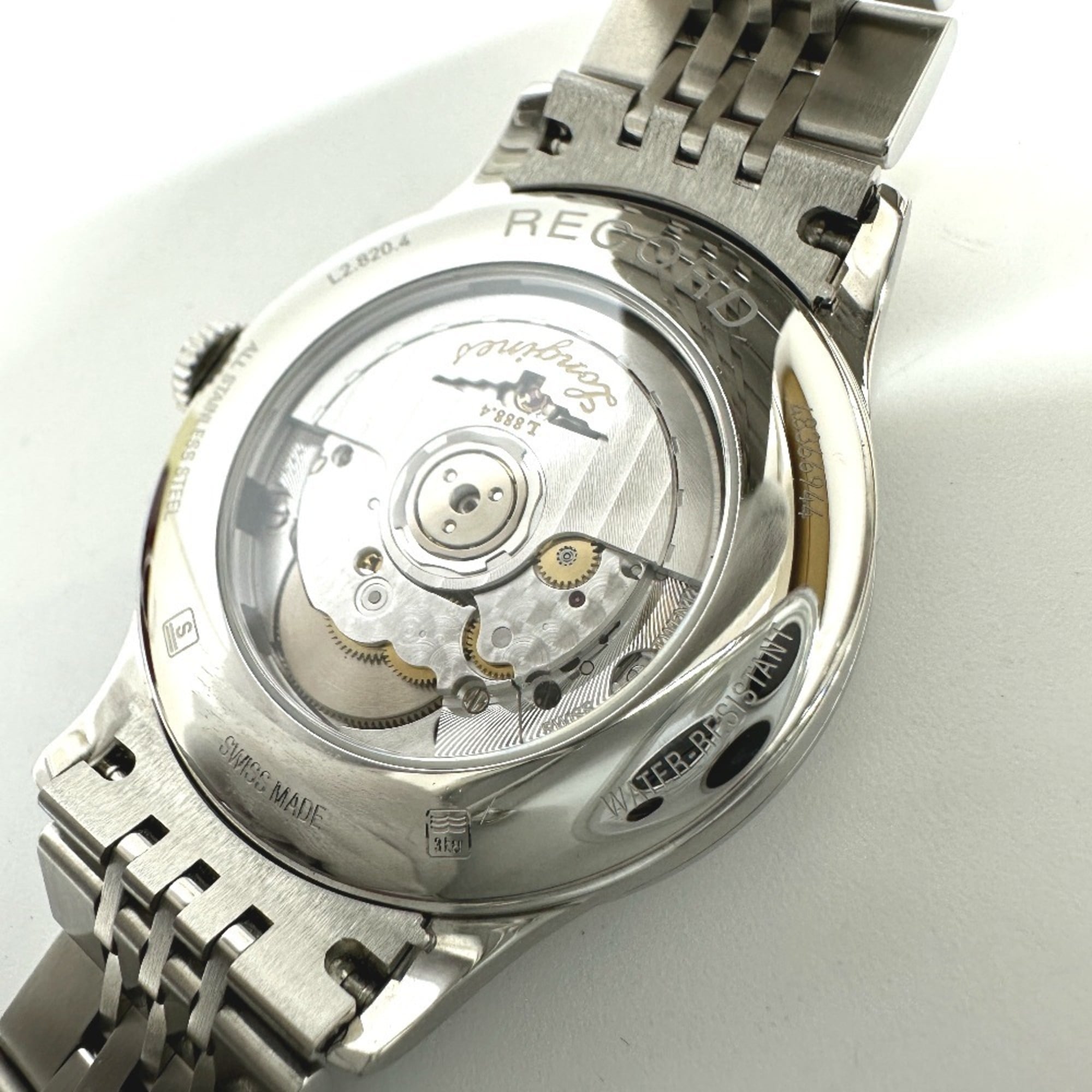 LONGINES L2.820.4.11.6 Watch, Record Chronometer, Automatic, Date, Stainless Steel, Men's, Silver — Very Good