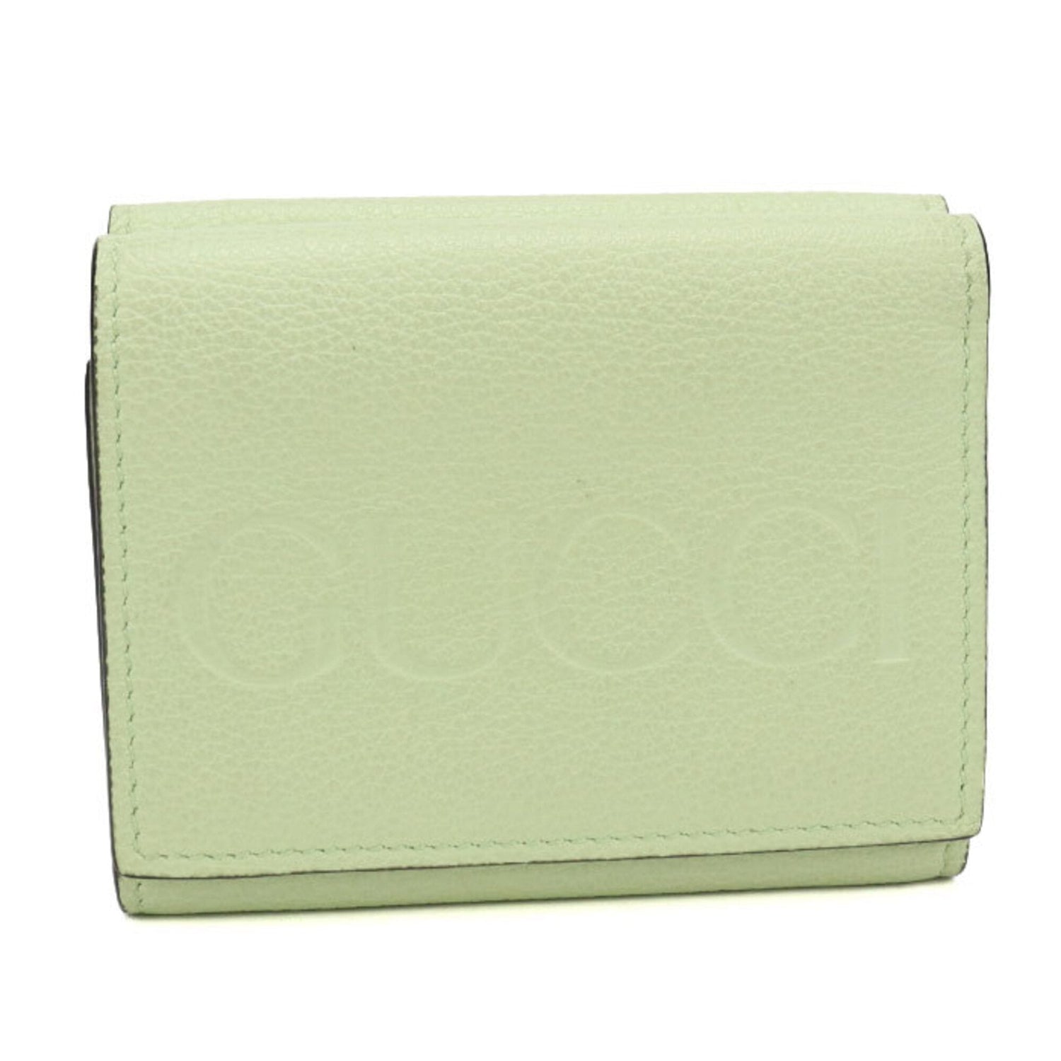 GUCCI Tri-fold Wallet with Coin Pocket 731694 Medium Embossed Logo Women's Green