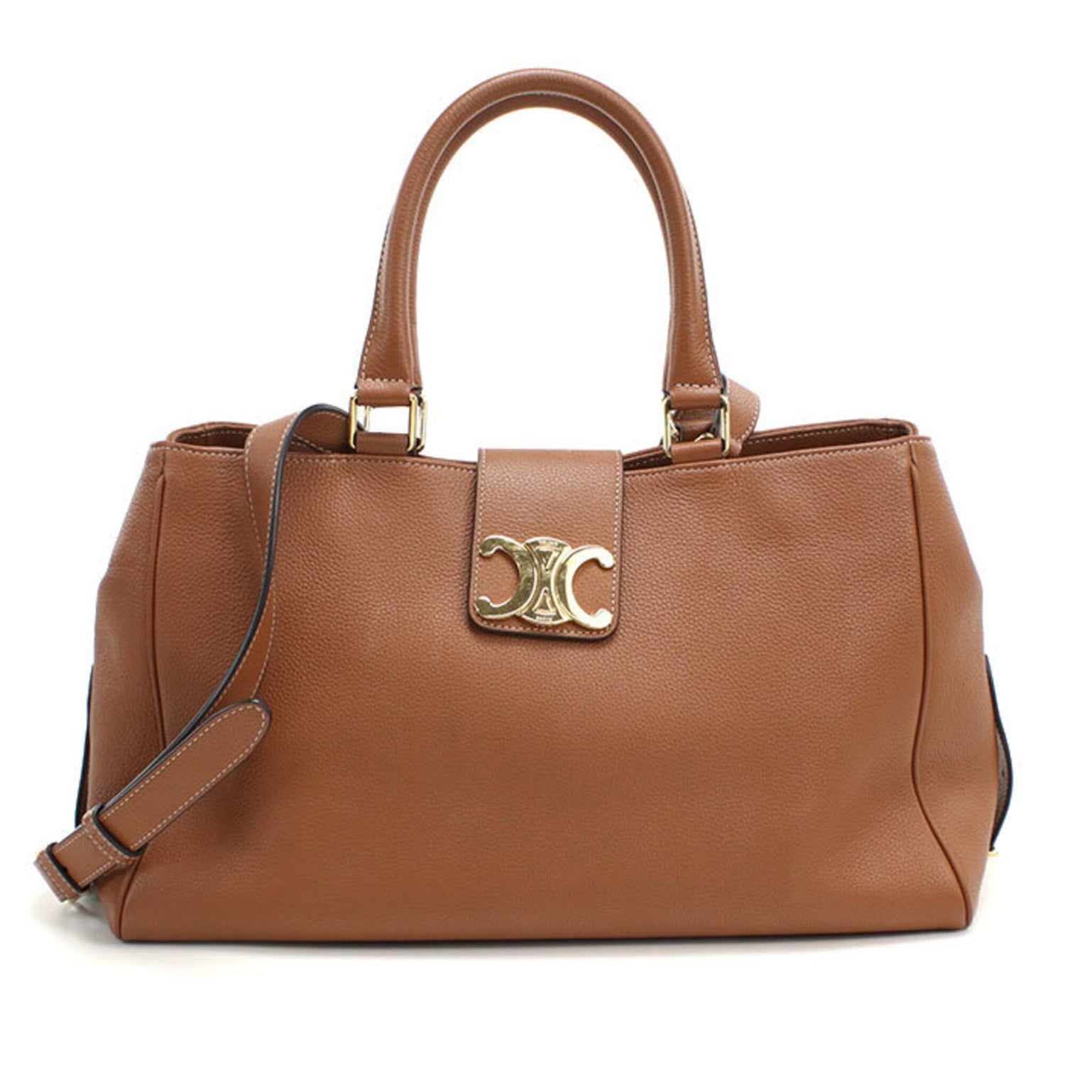 CELINE Celine 2-way tote bag, Triomphe design, women's, brown.