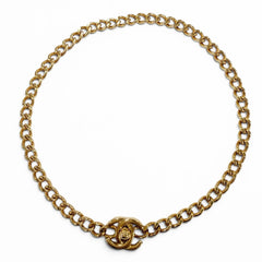 CHANEL Vintage 96A Coco Mark Turnlock Necklace, Gold, Made in France, Women's, with Box — Like New