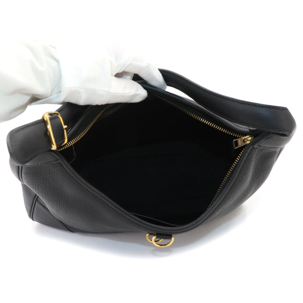 Hermes Trim 31 Shoulder Handbag, Taurillon Clemence Leather, Black, □F Stamp, Gold Hardware — Like New