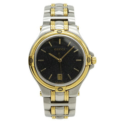 GUCCI Men's Quartz Watch 9040M, Black Dial, Date Display, Stainless Steel — Good