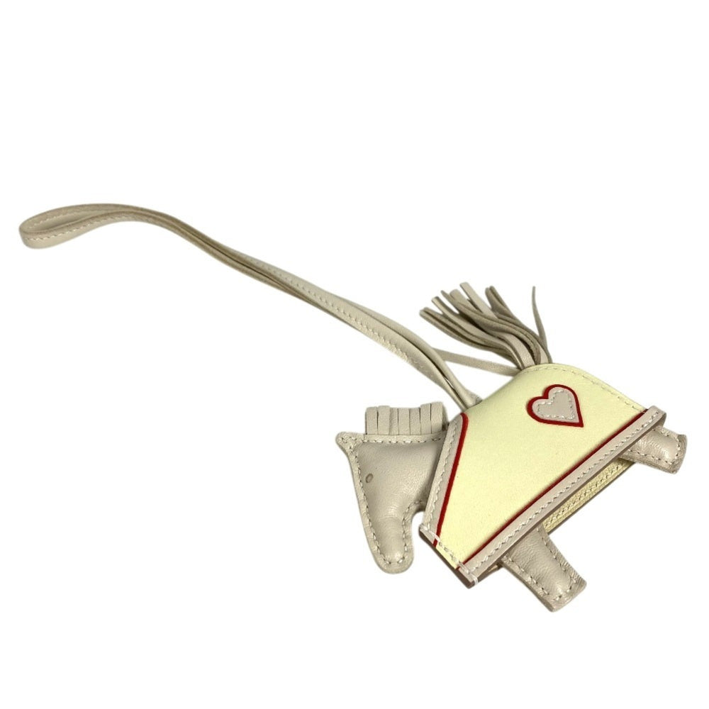 HERMES Hermes Horse Cheval Rodeo Robeo Coeur PM Heart Accessory Bag Charm Keychain Agneau Milo Men's Women's Clé Jaune Milton Rouge Ladue White Like New — New - Store Return
