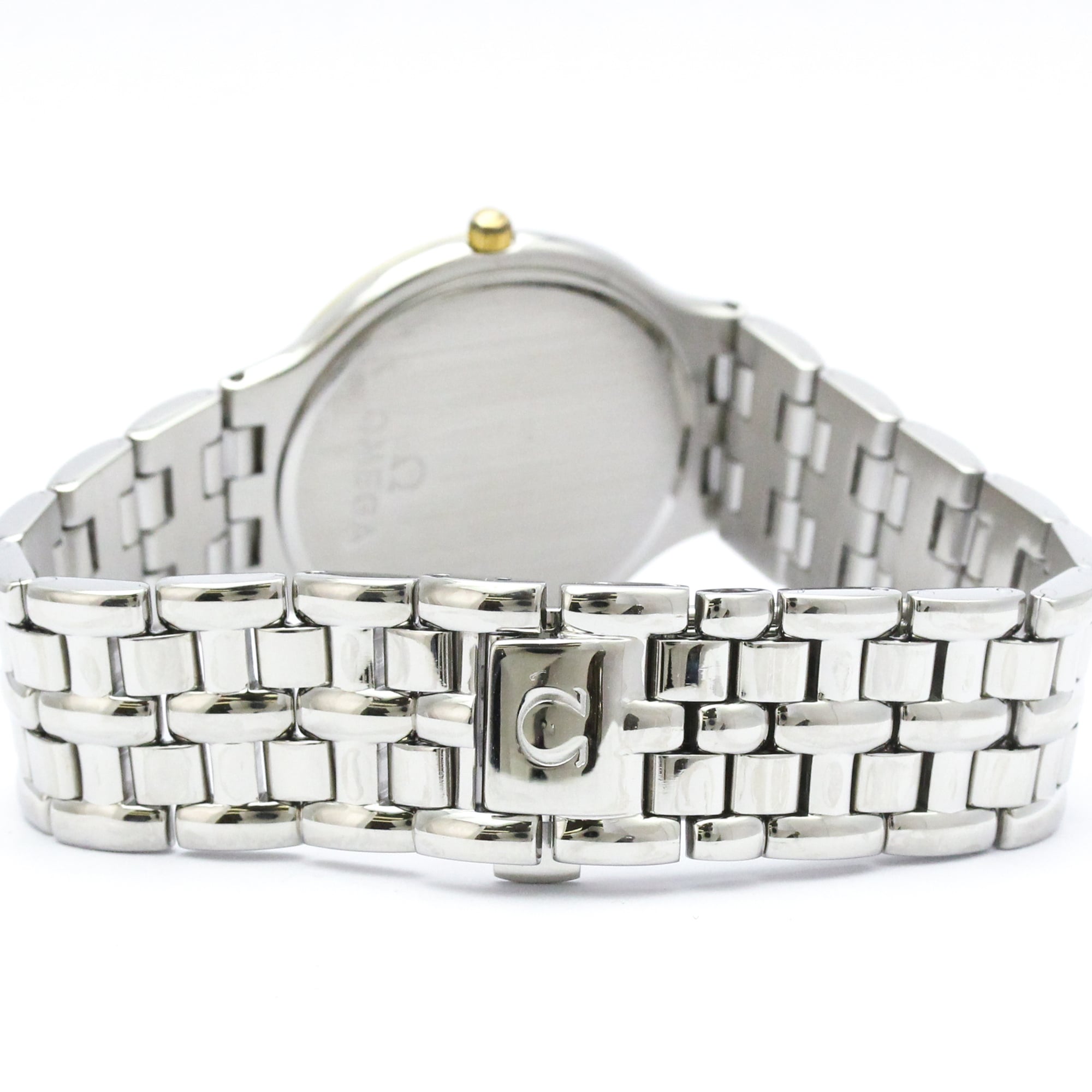 OMEGA De Ville K18 Gold Steel Quartz Mens Watch 196.0316 Polished — Very Good