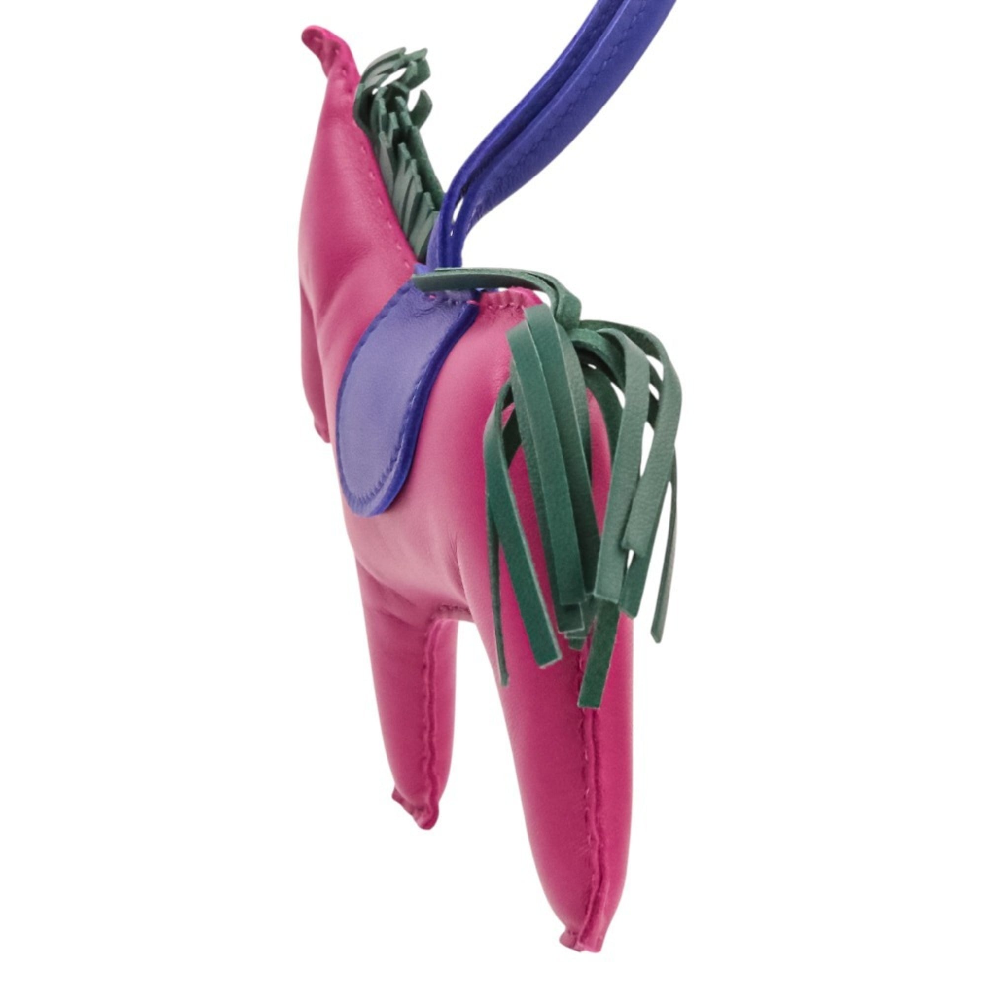 HERMES Rodeo GM Leather Accessory Bag Charm, Agneau Milo Purple, Women's — Like New