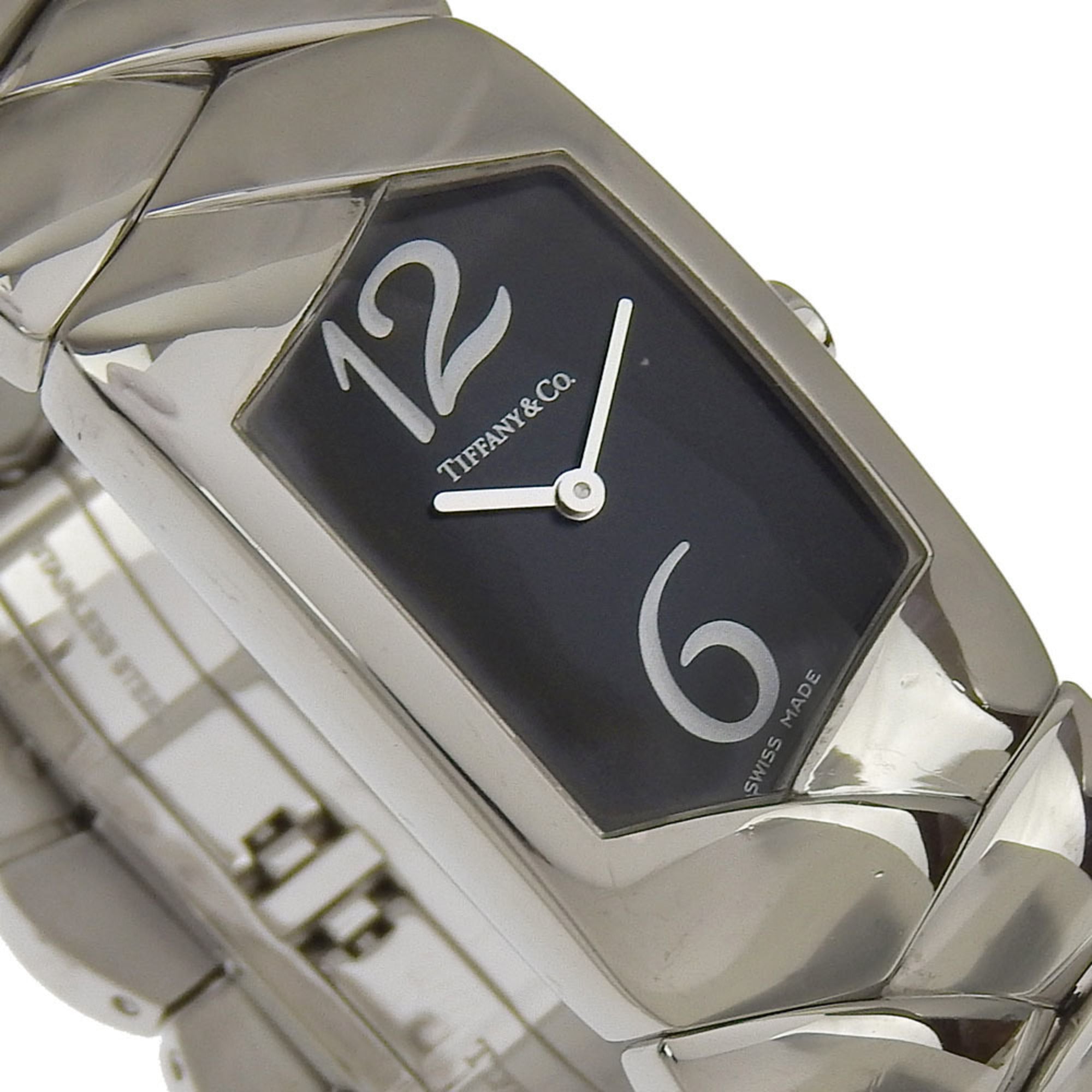 Tiffany & Co. Women's Tisolo Watch Z6301.10, Stainless Steel Quartz Analog Display, Black Dial — Very Good