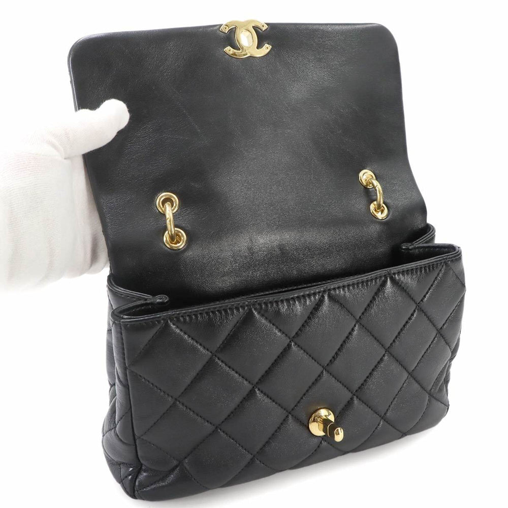 Chanel Matelasse 2-way Handbag/Shoulder Bag, Leather, Black, Gold Hardware — Like New