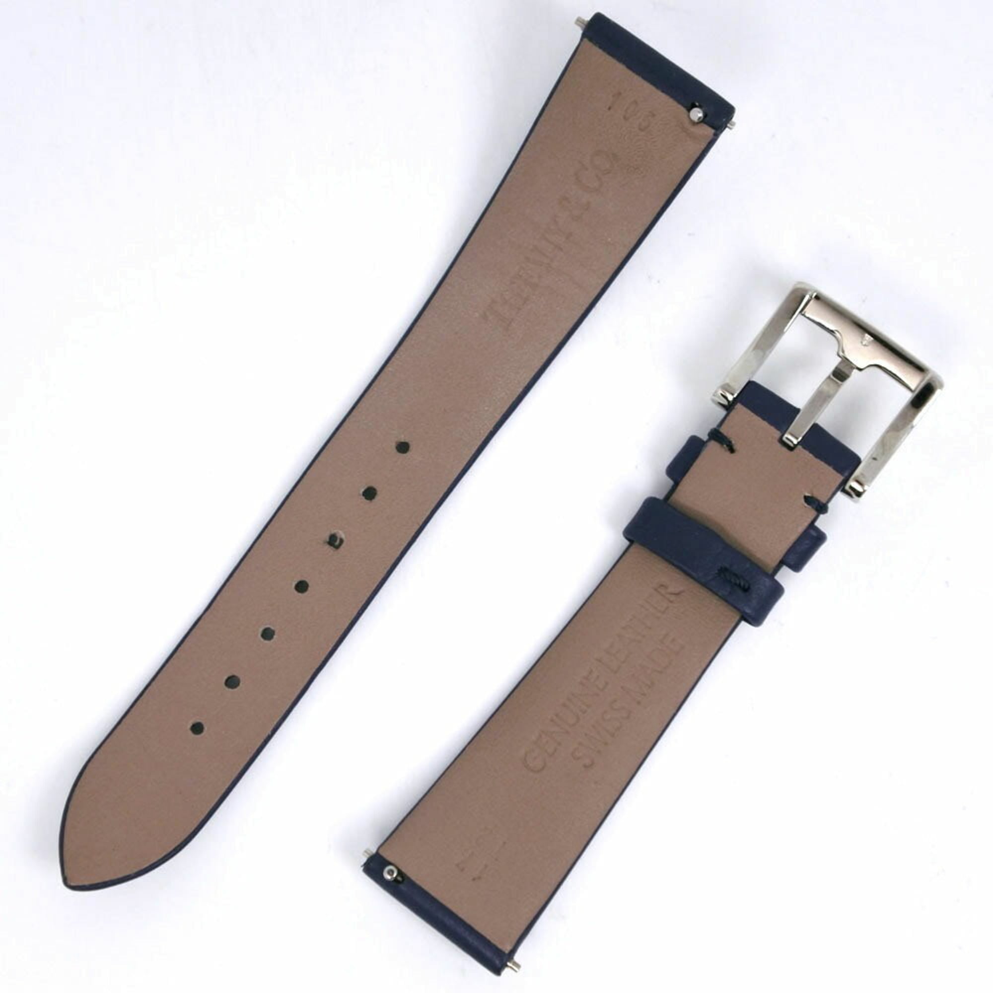 TIFFANY&Co. Tiffany East West Mini 36668694 Stainless Steel x Leather Navy Quartz Analog Display Women's Dial Watch — Very Good
