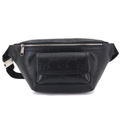 Gucci GG Embossed Belt Handbag, Leather, Black, 645093, Silver Hardware — New - Store Return