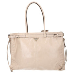 PRADA 1BA439 Bonnie Extra Large Nappa Leather Handbag with Strap - Travertine Women's — Like New