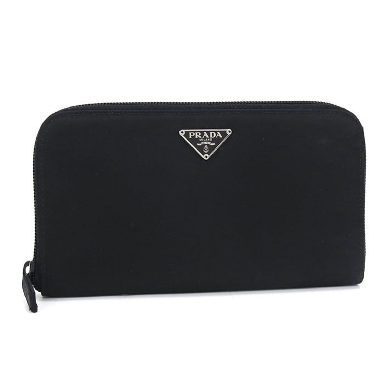 PRADA Prada Long Wallet, Round Zipper, 1ML506, Zip-Around Triangle, Women's, Black