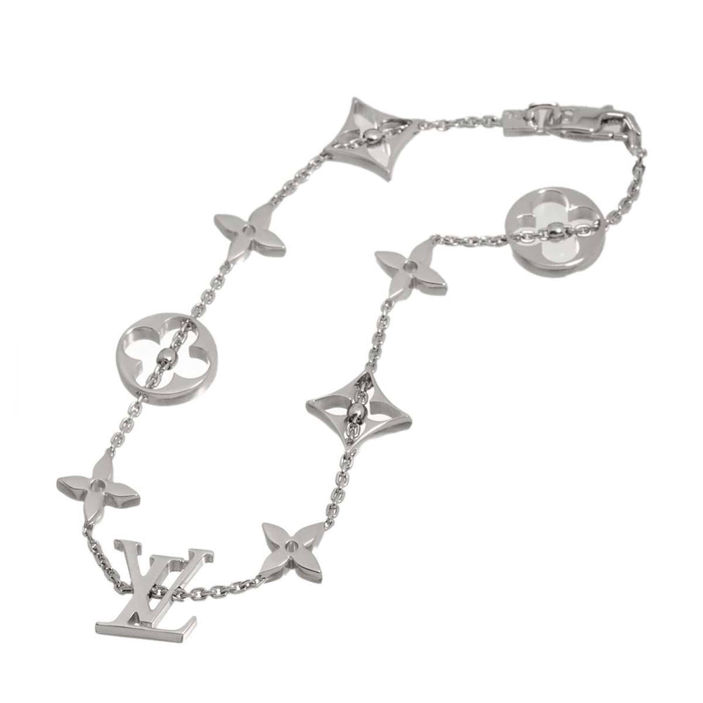 Louis Vuitton Monogram Bracelet, 19cm, 18K White Gold (750) — Like New