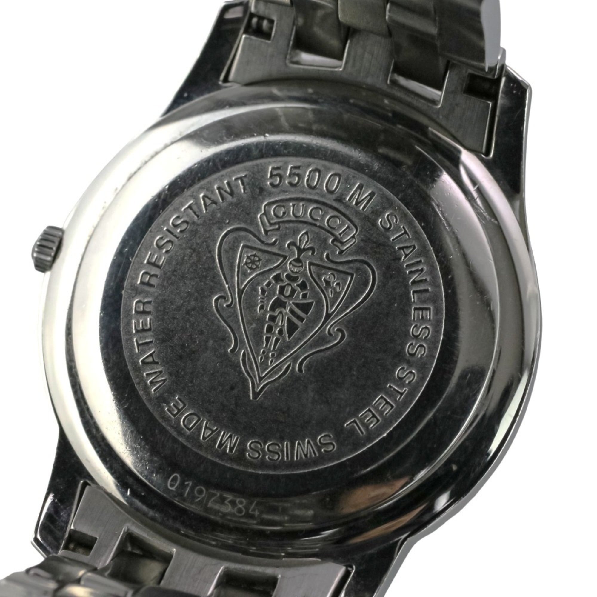 GUCCI Quartz Watch 5500M Black Dial Silver Color Men's — Very Good