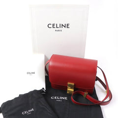 CELINE CLASSIC BOX Small (189183DLS) Classic Box Leather Shoulder Bag in Red with Gold Hardware and Dust Bag, Made Italy — Like New