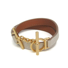 Hermes Croisière Double Tour Metal,Swift Leather Wrap Bracelet Off-white,Yellow Gold — Like New