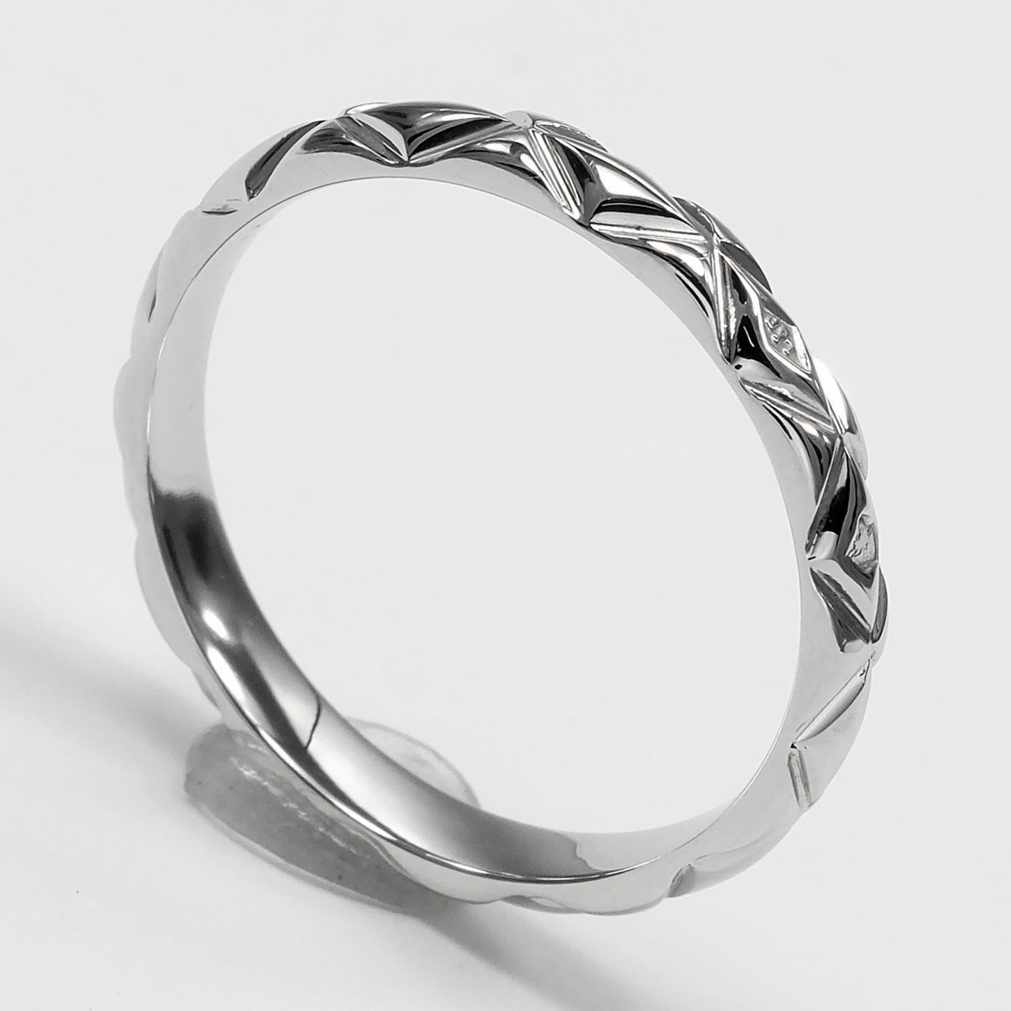 Chanel Matelassé Small Ring, Size 6.5, Platinum 950, Approx. 2.4g — Like New