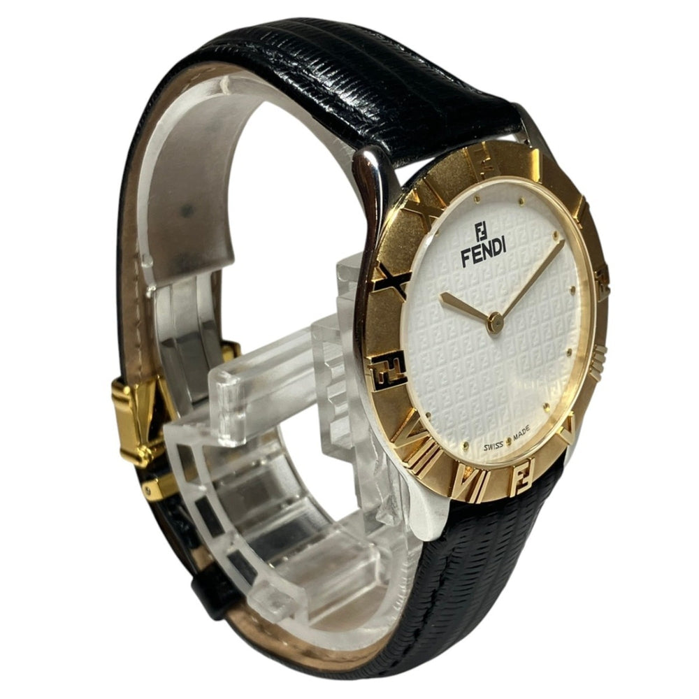 Fendi watch, total weight 41.2g, stainless steel, genuine leather strap, quartz movement, white dial, 2000G — Good