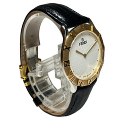 Fendi watch, total weight 41.2g, stainless steel, genuine leather strap, quartz movement, white dial, 2000G — Good
