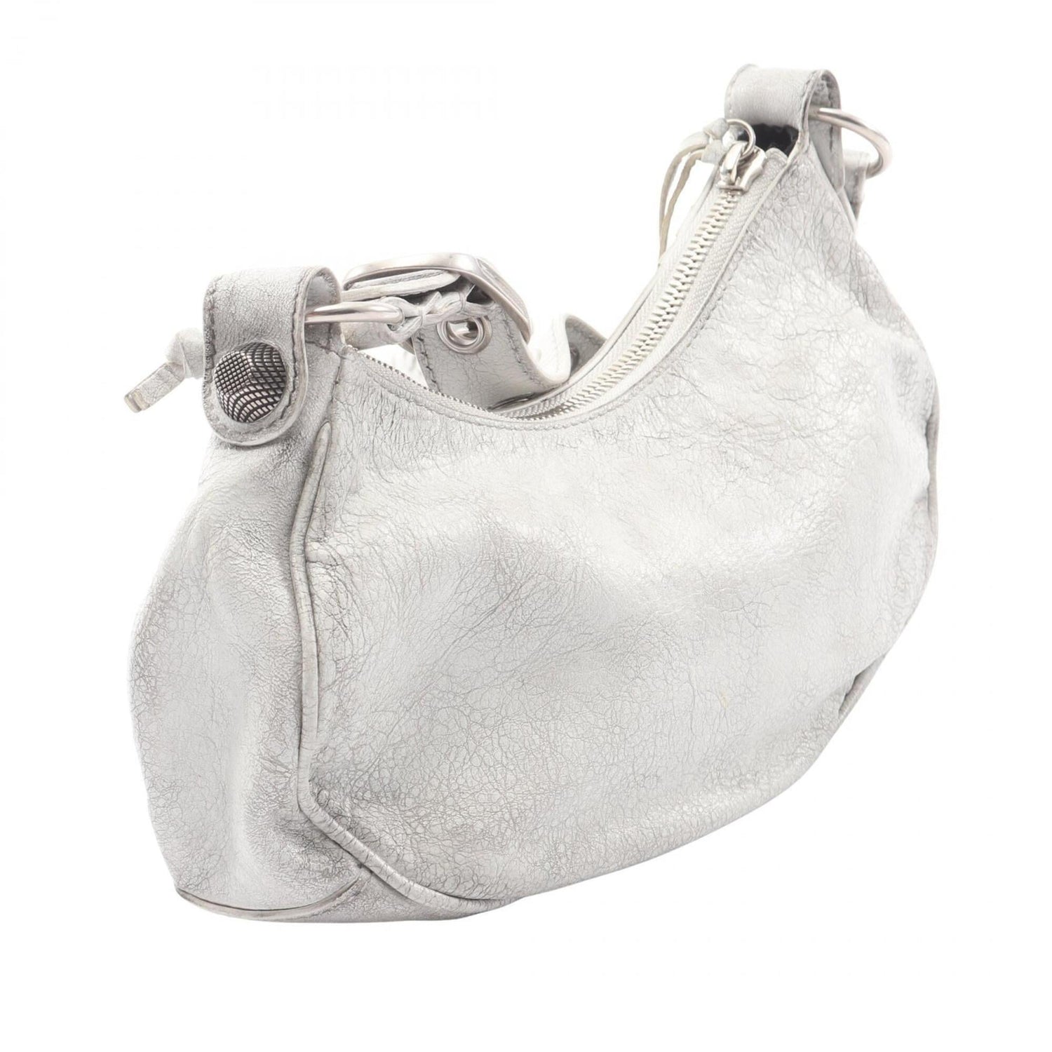 Balenciaga LE CAGOLE Shoulder Bag/Handbag, Leather, Women's, Gray, 671309