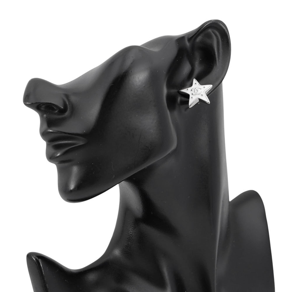 Chanel Cosmo Star Earrings Coco Mark L26 S ABH462 CHANEL Black Women's — Like New