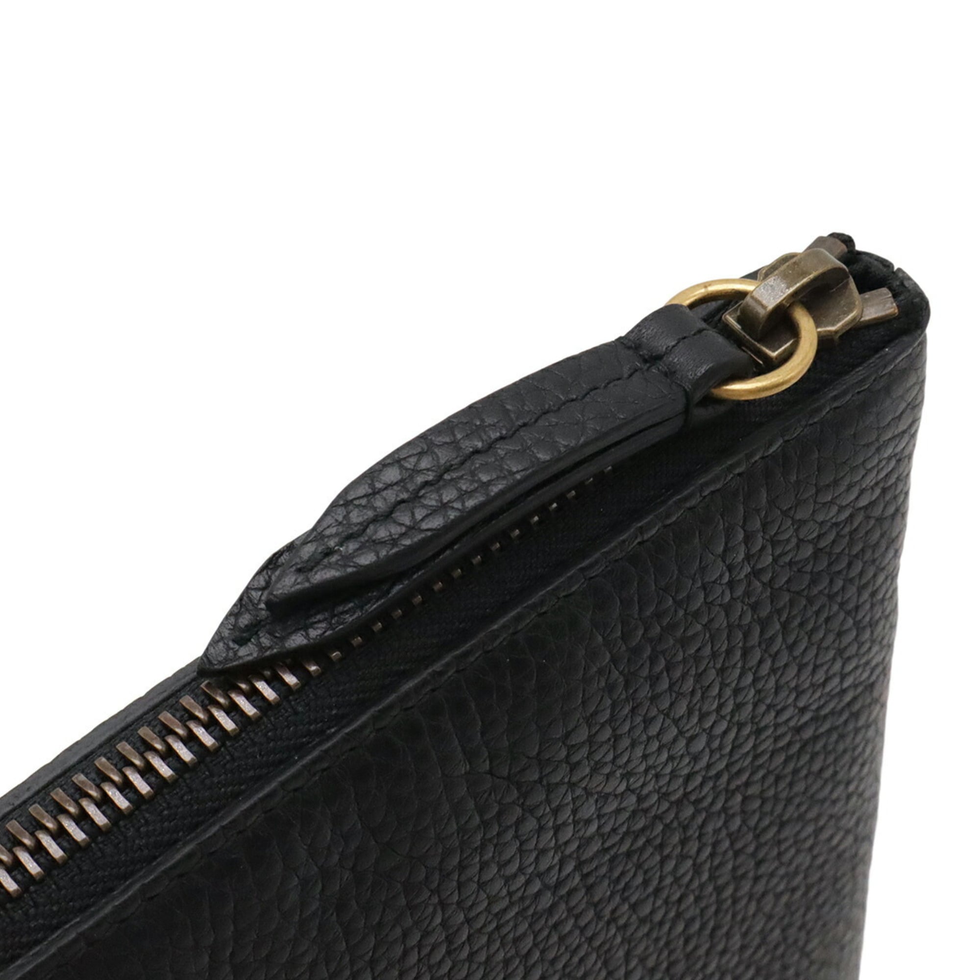 GUCCI Animalier Tiger Head Clutch Bag, Second Handbag, Pouch, Leather, Black, 453165 — Like New