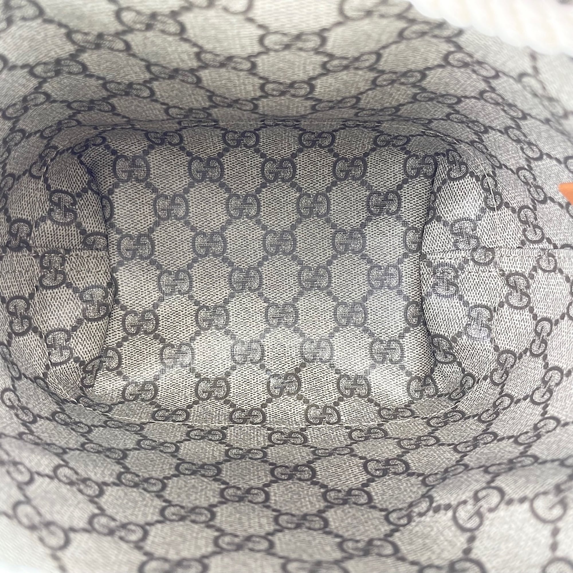 Gucci Lido Collection Logo Print Shoulder Bag, Canvas, Beige — Like New