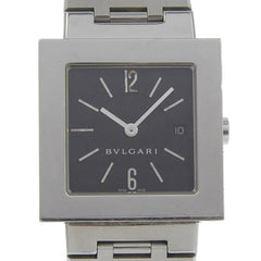 BVLGARI Quadrado Watch SQ29SSD Stainless Steel Quartz Analog Display Black Dial Unisex — Good