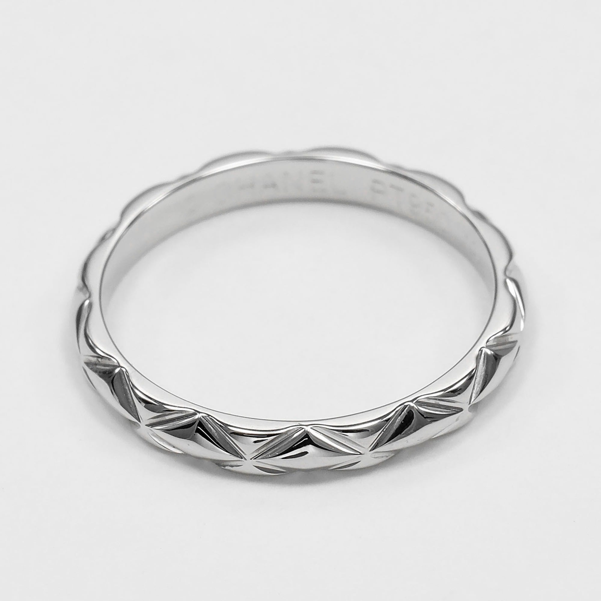 Chanel Matelassé Small Ring, Size 6.5, Platinum 950, Approx. 2.4g — Like New