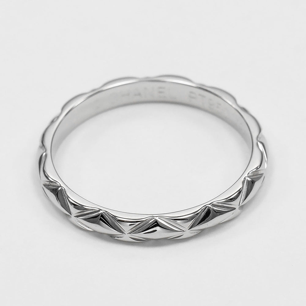 Chanel Matelassé Small Ring, Size 6.5, Platinum 950, Approx. 2.4g — Like New