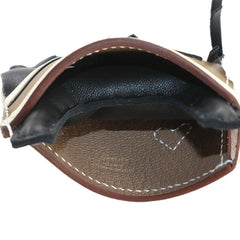 Hermes Rodeo Robeo Coeur PM accessory bag charm, Agneau Milo Swift leather, black, Etoupe, Craie, G stamp — New - Store Return