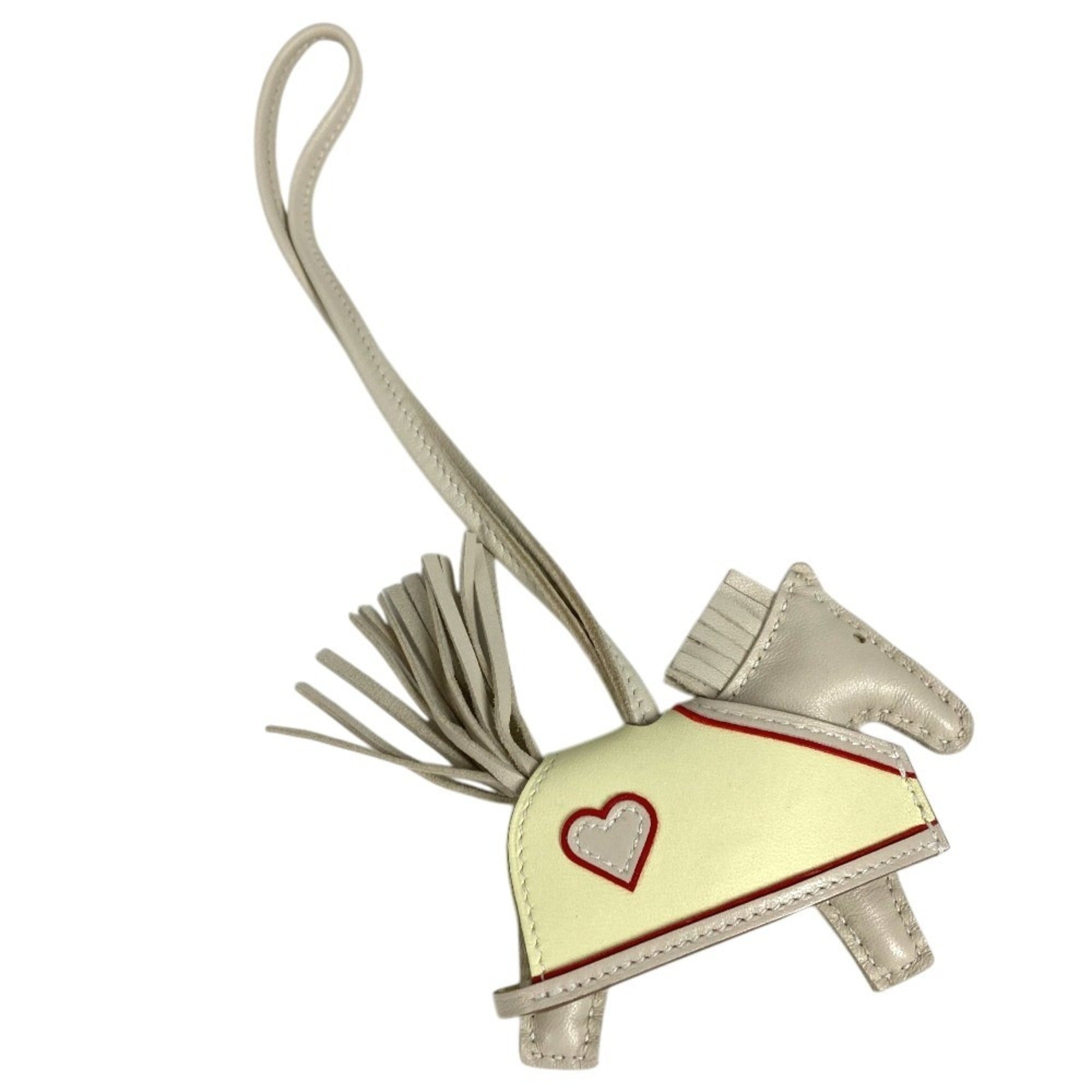 HERMES Hermes Horse Cheval Rodeo Robeo Coeur PM Heart Accessory Bag Charm Keychain Agneau Milo Men's Women's Clé Jaune Milton Rouge Ladue White Like New — New - Store Return