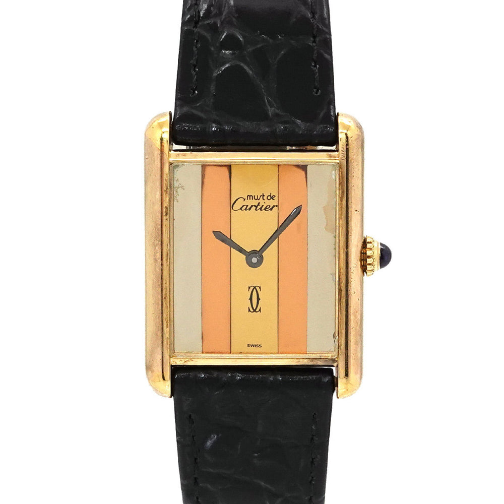 Cartier Must Tank Vermeil Trinity Ladies Watch, 3 Colors, SV925, Manual Winding Watch — Very Good