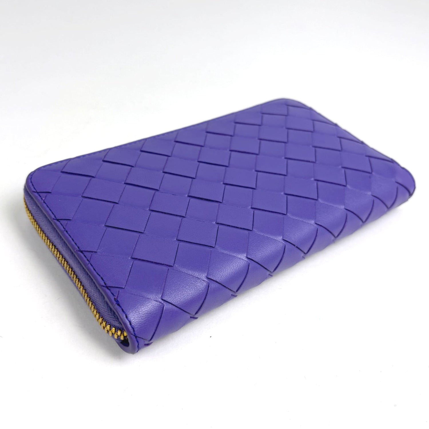Bottega Veneta Intrecciato Leather Long Wallet, Purple, Women's
