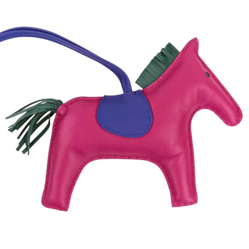 HERMES Rodeo GM Leather Accessory Bag Charm, Agneau Milo Purple, Women's — Like New