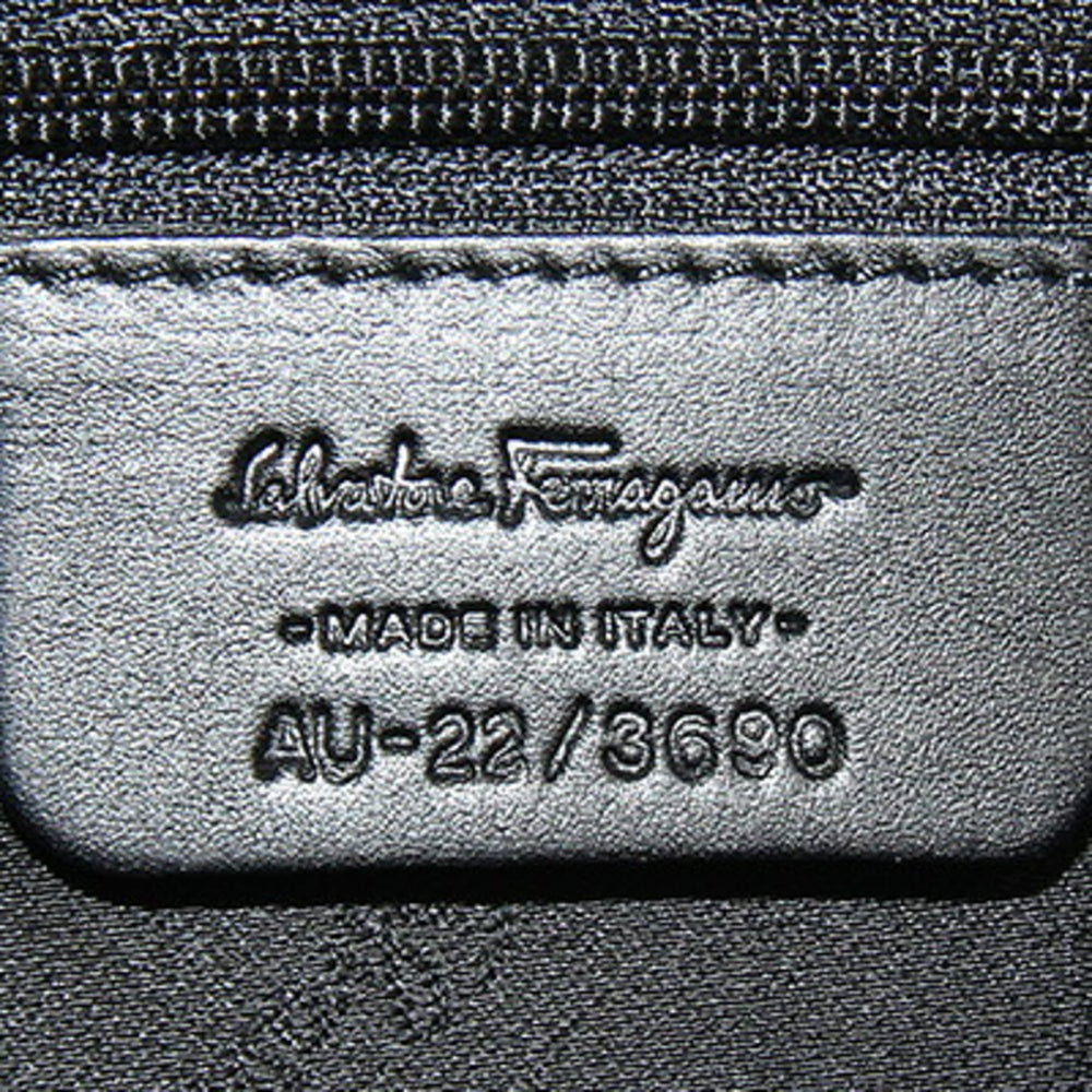 Salvatore Ferragamo Ferragamo Gancini 22 3690 Black Nylon Leather Handbag Pouch for Women Salvatore — Like New