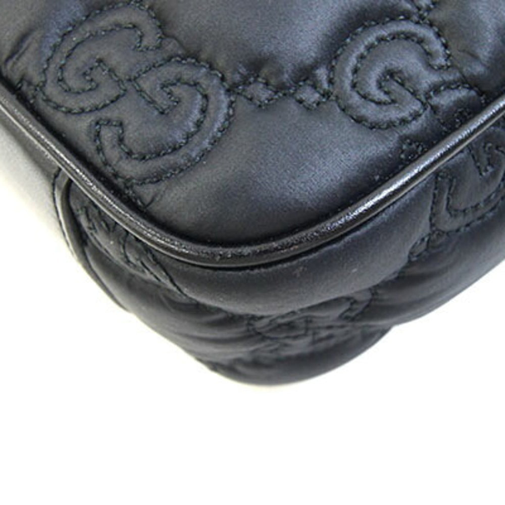 Gucci GG Matelassé Small Shoulder Bag, Black Nylon Leather Crossbody Bag — Like New