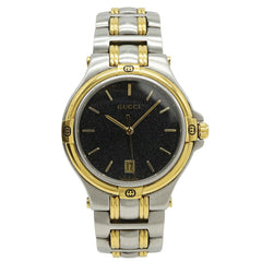 GUCCI Men's Quartz Watch 9040M, Black Dial, Date Display, Stainless Steel — Good